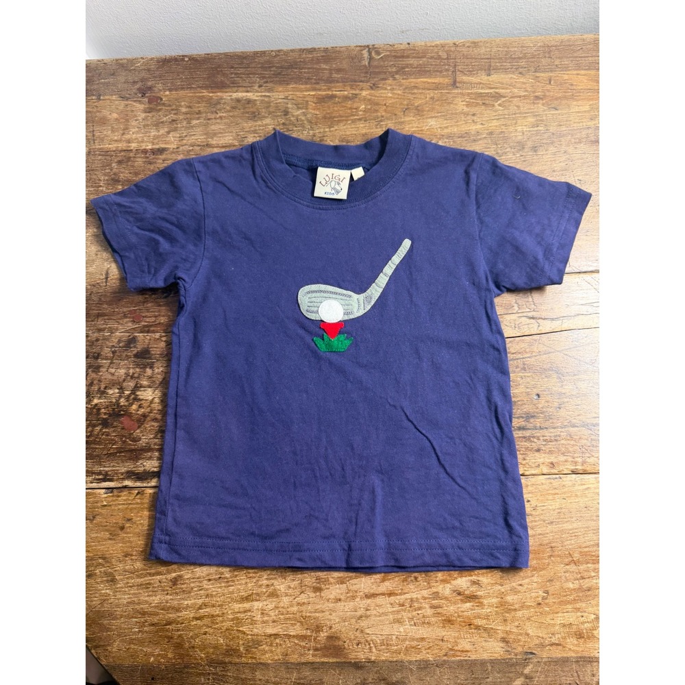 Luigi Kids Navy Blue Golf Club Applique T-Shirt Size 3T Boys Short Sleeve Tee
